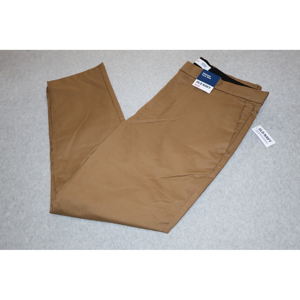 Old Navy Ultimate Tech Slim Mens 38x30 Brown Chino Pants Quick Dry Stretch NEW